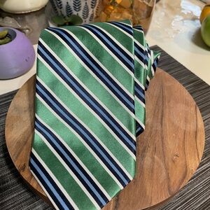 Brooks Brothers silk Green and Navy Striped Tie